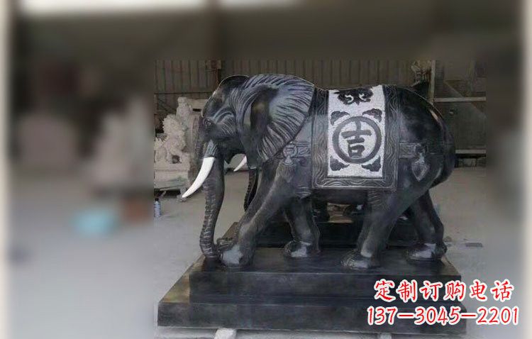 许昌中国黑石材大象雕塑