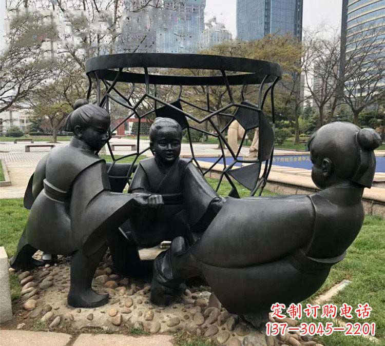 许昌铸铜公园司马光砸缸儿童雕塑