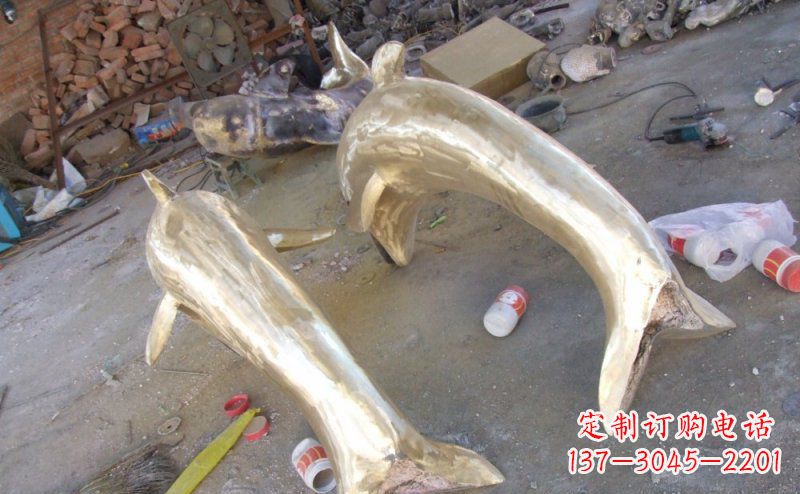 许昌铸铜海豚公园动物铜雕