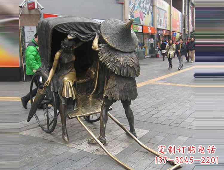 许昌坐黄包车的女人铜雕